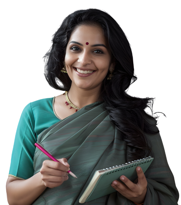 Teacher with notepad